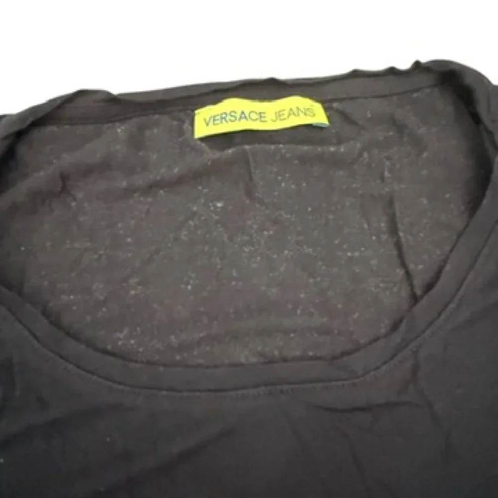 Versace Jeans Black Gold Signature Tee T-shirt 42 US 6 studded rhinestones - Picture 4 of 8